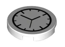 LEGO Fliesen 14769pb001 Fliese rund 2x2 mit Uhr, weiß