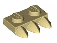 LEGO Sonderplatten 15208 Platte 1x2 mit 3 Zähnen, beige