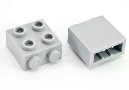 LEGO Sondersteine 22885 Stein 1x2x1 2/3 mit 4 Noppen an einer Seite, hellgrau