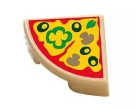 LEGO Fliesen 25269pb003 Fliese 1x1 Viertelkreis mit Pizza, beige
