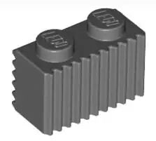 LEGO Sondersteine 2877 Stein geriffelt 1x2, dunkelgrau