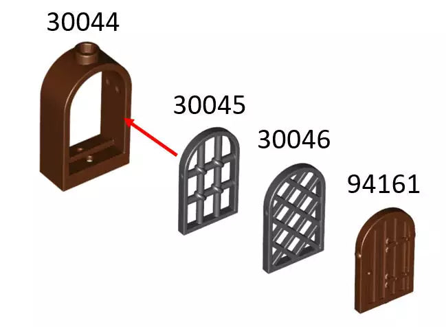 LEGO Türen und Fenster 30044 Fensterrahmen mit Rundbogen1x2x2 2/3, dunkelgrün