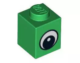 LEGO Steine 3005pb011 Stein 1x1 mit Auge, grün