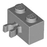 LEGO Sondersteine 30237 Stein 1x2 mit senkrechtem Clip, hellgrau