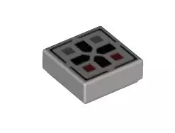 LEGO Fliesen 3070bpb096 Fliese 1x1 mit schwarzem Kreuz und rot/grauen Knöpfen, hellgrau