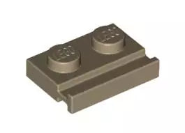 LEGO Sonderplatten 32028 Platte 1x2 mit Schiene, dunkelbeige