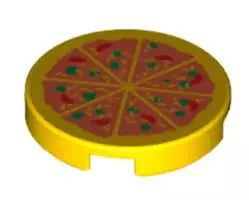 LEGO Fliesen 4150p02 Fliese rund 2x2 mit Pizza, gelb