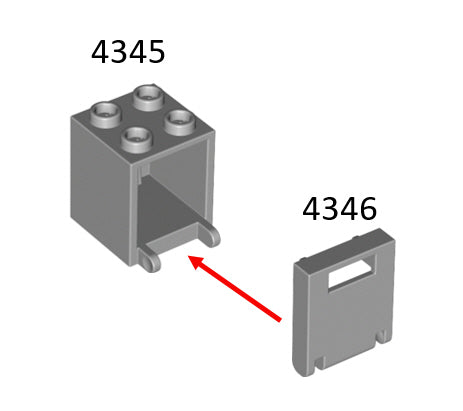 LEGO Behälter 4345 Breifkastenkorpus 2x2x2, schwarz