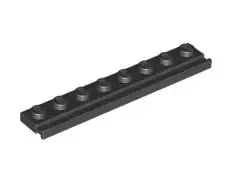 LEGO Sonderplatten 4510 Platte 1x8 mit Schiene, schwarz