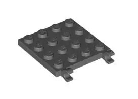LEGO Sonderplatten 47998 Platte 4x4 mit 2 Clips (waagrecht), dunkelgrau