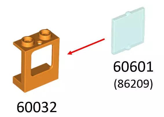 LEGO Türen und Fenster 60601 Fensterglas für Rahmen 1x2x2, transparent-schwarz