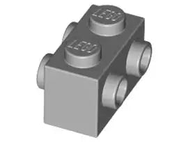 LEGO Sondersteine 52107 Stein 1x2 mit 2 Noppen an zwei Seiten, hellgrau