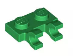 LEGO Sonderplatten 60470b Platte 1x2 mit 2 Clips (waagrecht), grün