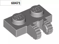 LEGO Gelenke 60471 Scharnierplatte 2x1 (2 Finger, rastend), hellgrau