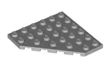 LEGO Sonderplatten 6106 Platte 6x6 mit abgeschrägtem Eck, hellgrau