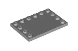 LEGO Fliesen 6180 Fliese 4x6 mit Noppen an drei Seiten, hellgrau