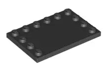 LEGO Fliesen 6180 Fliese 4x6 mit Noppen an drei Seiten, schwarz