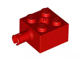 LEGO Sondersteine 6232 Stein 2x2 mit Pin und Achsloch, rot