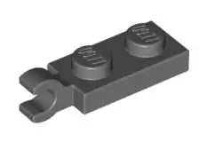 LEGO Sonderplatten 63868 Platte 1x2 mit Clip (waagrecht), dunkelgrau