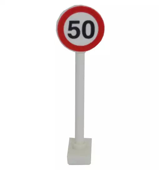 LEGO Micro-Sets 63965A-1 Verkehrsschild 50 km/h (bedruckt), weiß