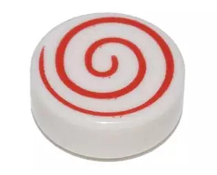 LEGO Fliesen 98138pb013 Fliese rund 1x1 mit roter Spirale, weiß