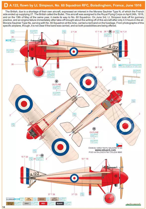 Eduard 8095 Morane Saulnier Type N, ProfiPACK edition, 1:48