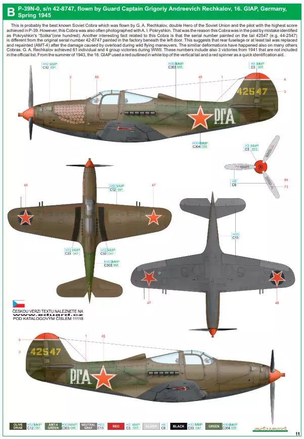 Eduard 11118 Bella / P-39 Airacobra in Red Army service, Dual Combo - Limited Edition, 1:48