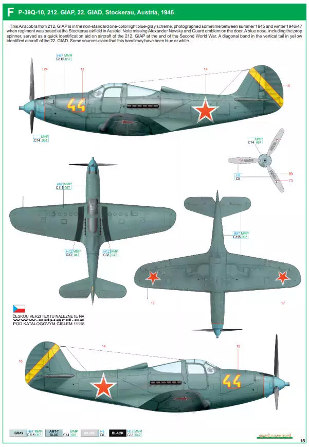 Eduard 11118 Bella / P-39 Airacobra in Red Army service, Dual Combo - Limited Edition, 1:48