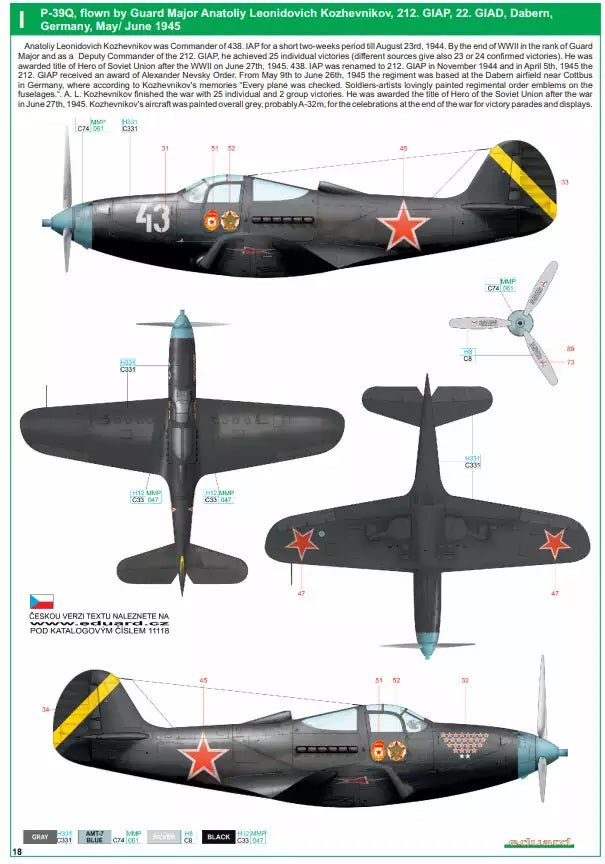 Eduard 11118 Bella / P-39 Airacobra in Red Army service, Dual Combo - Limited Edition, 1:48