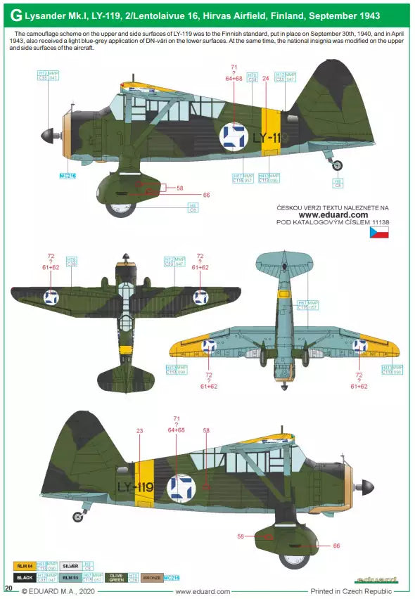 Eduard 11138 Lysander - Limited Edition, 1:48