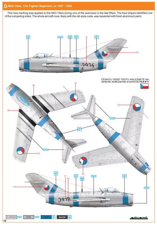 Eduard 4441 Ceskoslovenské patnáctky MiG-15 -Dual Combo- Super 44, 1:144