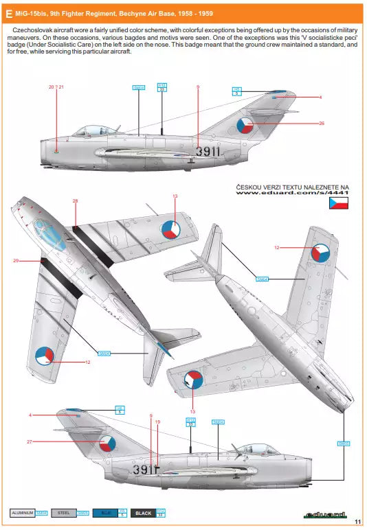 Eduard 4441 Ceskoslovenské patnáctky MiG-15 -Dual Combo- Super 44, 1:144