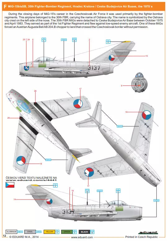 Eduard 4441 Ceskoslovenské patnáctky MiG-15 -Dual Combo- Super 44, 1:144
