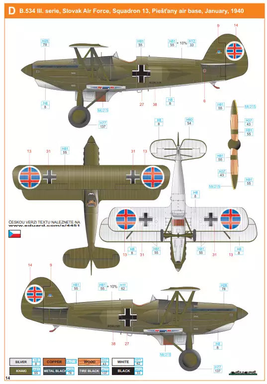 Eduard 4451 Avia B.534 early series -Quattro Combo- Super 44, 1:144