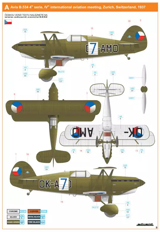 Eduard 4452 Avia B.534 late series -Quattro Combo- Super 44, 1:144