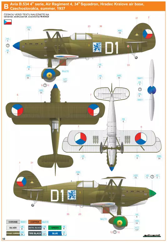 Eduard 4452 Avia B.534 late series -Quattro Combo- Super 44, 1:144