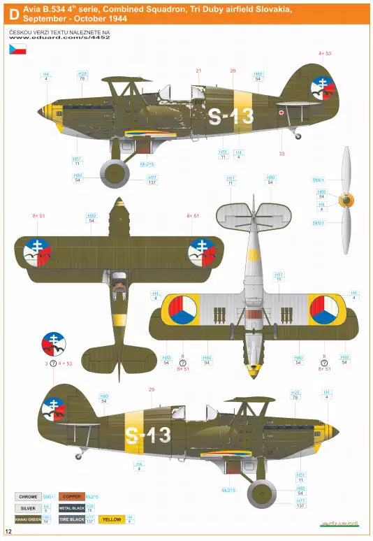 Eduard 4452 Avia B.534 late series -Quattro Combo- Super 44, 1:144