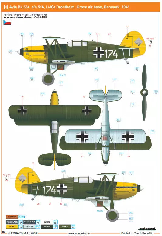 Eduard 4452 Avia B.534 late series -Quattro Combo- Super 44, 1:144