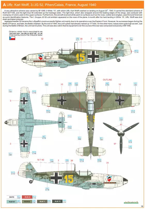Eduard 8262 Messerschmitt Bf 109E-3, ProfiPACK edition, 1:48