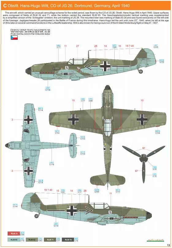 Eduard 8262 Messerschmitt Bf 109E-3, ProfiPACK edition, 1:48