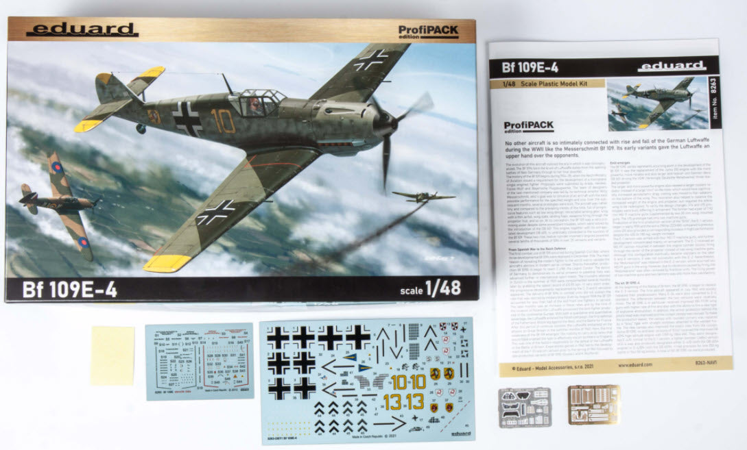 Inhalt: Eduard 8262 Messerschmitt Bf 109E-3, ProfiPACK-Edition, 1:48