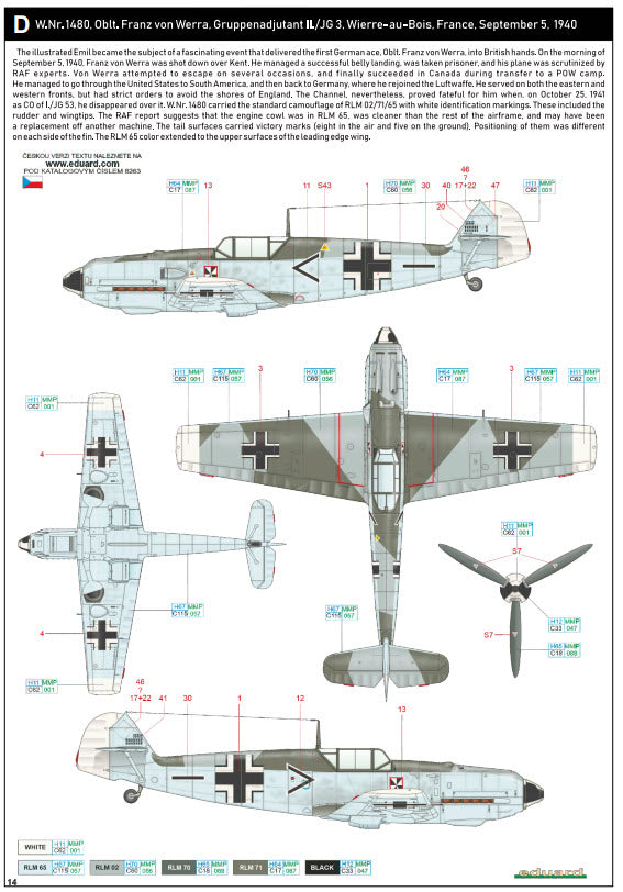 Eduard 8263 Messerschmitt Bf 109E-4, ProfiPACK edition, 1:48