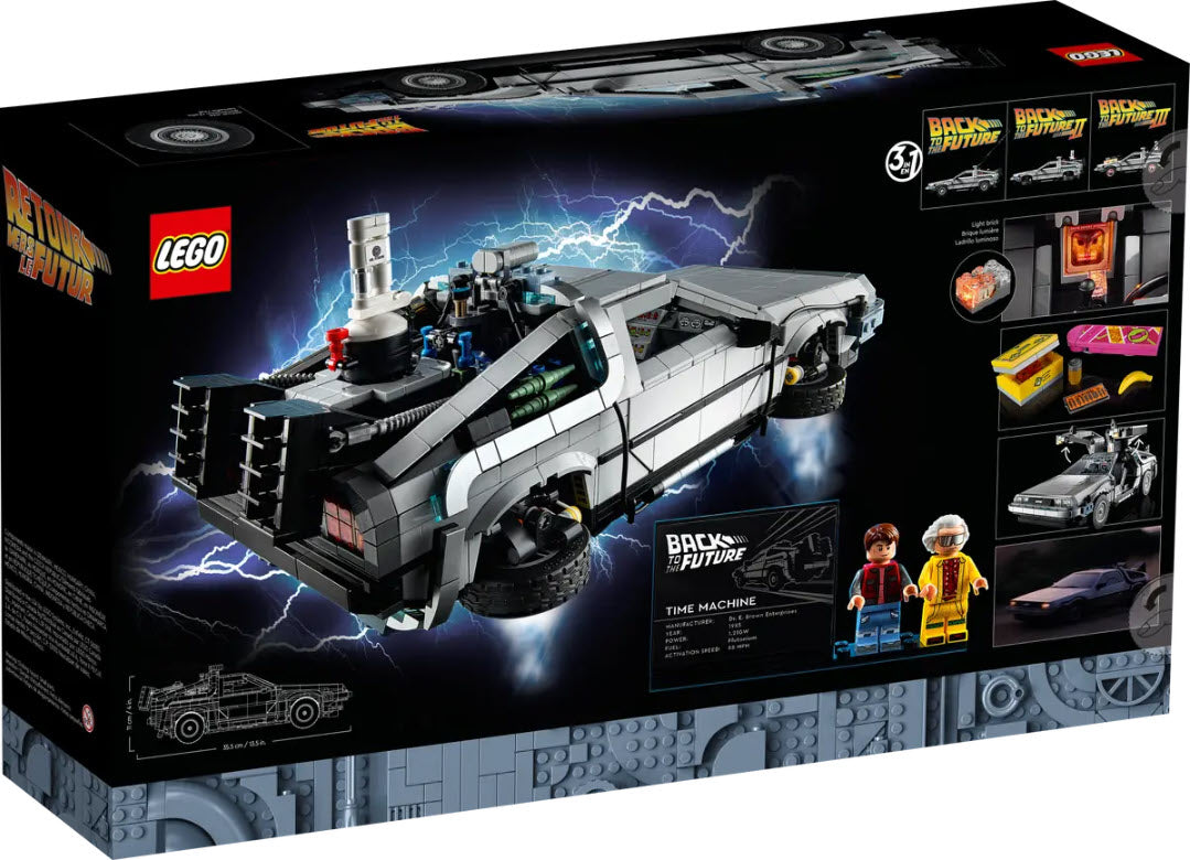 Box Rückseite: LEGO Icons 10300 Die Zeitmaschine aus Zurück in die Zukunft