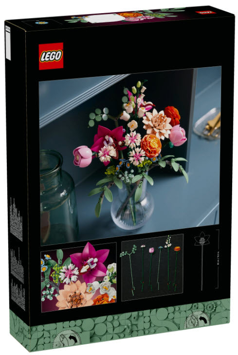 Box Rückseite: LEGO Botanicals 10342 Schöner Rosafarbener Blumenstrauß