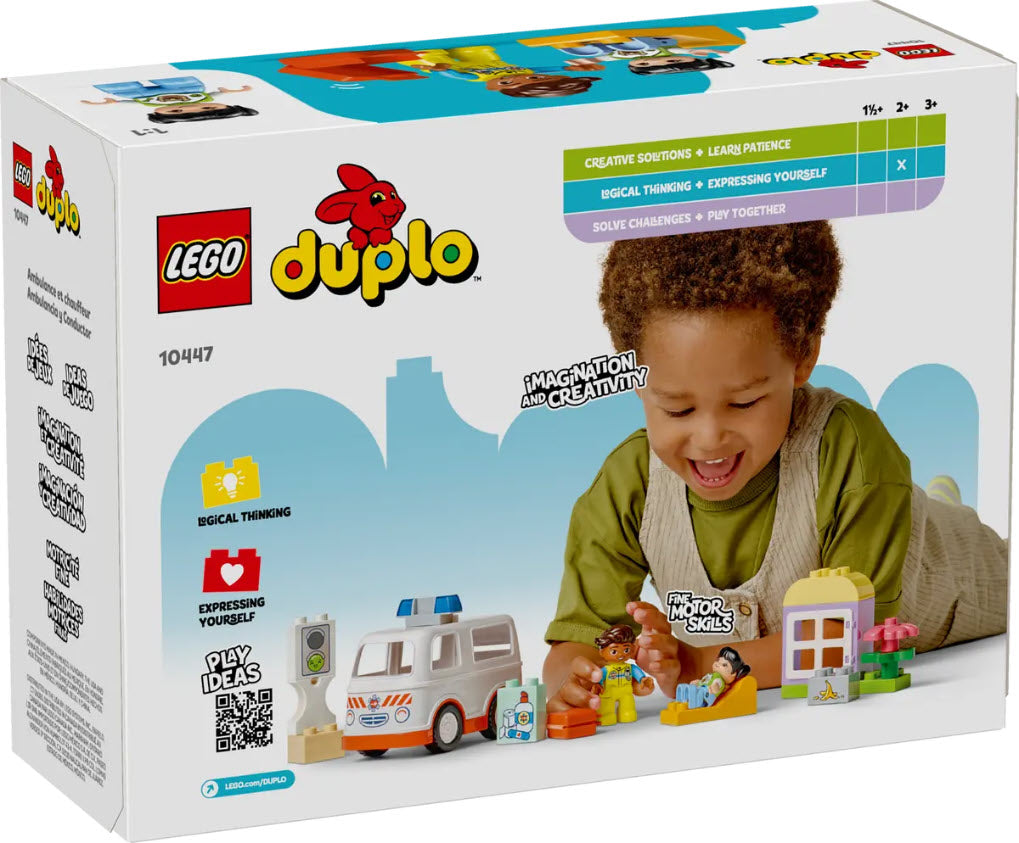 Box Rückseite: LEGO DUPLO 10447 Rettungswagen mit Fahrer
