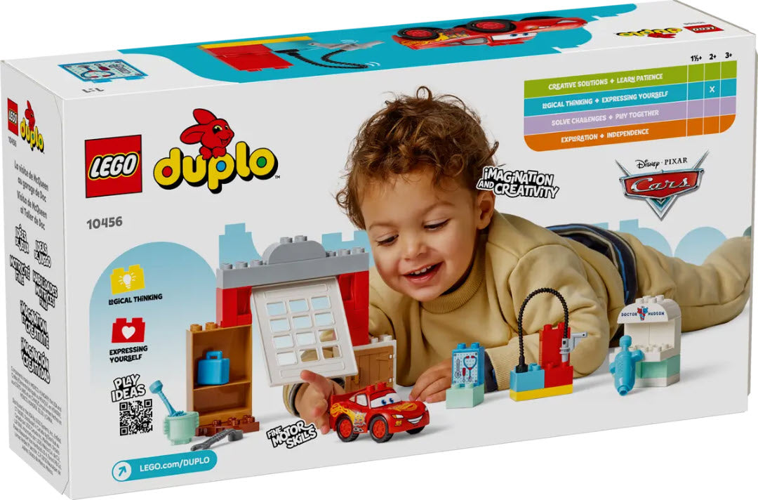 Box Rückseite: LEGO DUPLO Cars 10456 McQueens Besuch in Docs Werkstatt