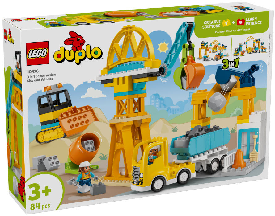 LEGO DUPLO 10476 Baustelle mit Baufahrzeugen – 3-in-1-Set