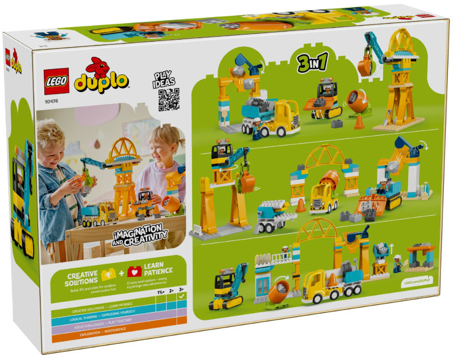 Box Rückseite: LEGO DUPLO 10476 Baustelle mit Baufahrzeugen – 3-in-1-Set