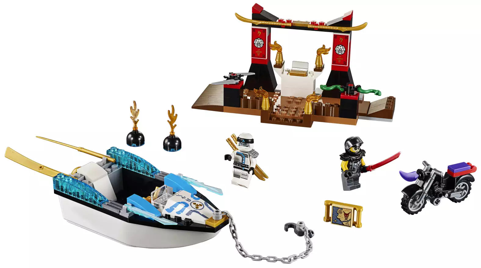 Inhalt: LEGO Junior 10755 Zanes Verfolgungsjagd mit dem Ninjaboot