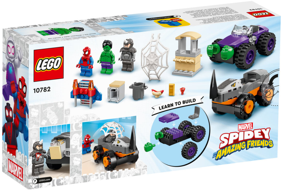 Box Rückseite: LEGO Super Heroes 10782 Hulks und Rhinos Truck-Duell